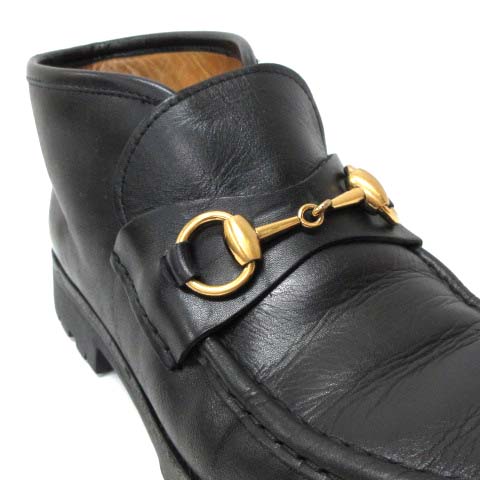 グッチ GUCCI モカシン ローファー ショート ブーツ レザー ホース 
