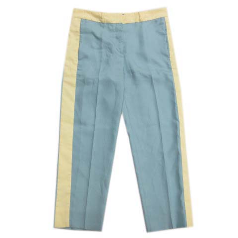プラダ PRADA パンツ スラックス ライン バイカラー 水色 黄色 