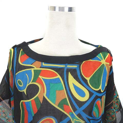 エルメス HERMES シャツ ブラウス 半袖 スカーフ風 2WAY シースルー