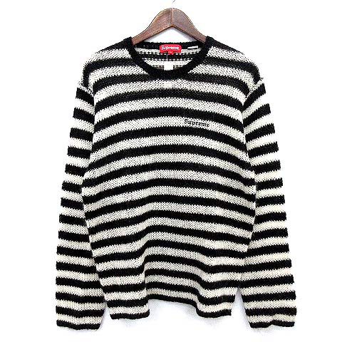 未使用品 シュプリーム Supreme 19aw ニット モヘヤ ボーダー セーター 薄手 Stripe Mohair Sweater 黒 白 M G メンズ 081 ベクトルパーク