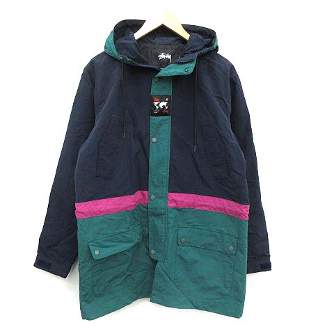 ステューシー STUSSY PATTA ジャケット マウンテンパーカー S 紺 緑 