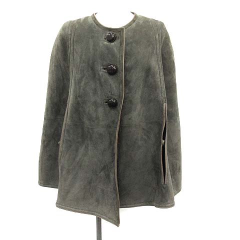 コーチ COACH ポンチョ ジャケット コート ムートン ノーカラー S