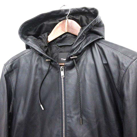 セオリー theory 18AW パーカー レザー ジャケット ラムレザー フード 