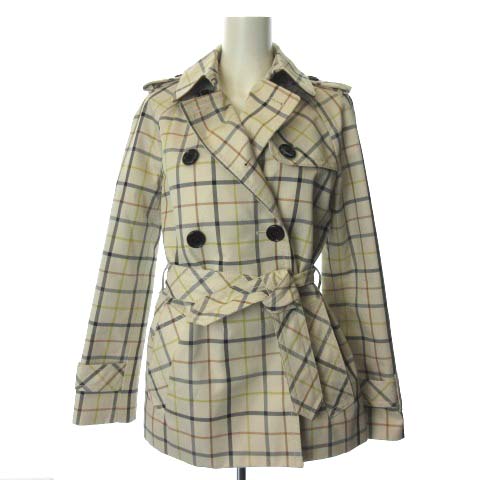 コーチ　ショートコート　チェック柄トレンチコート　ピンク&黒　ギンガムチェック コーチ ショートコート チェック柄トレンチコート ピンク&黒 ギンガム