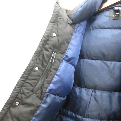 Paul Smith ネイビー ダウンベスト ポールスミス ラムレザー