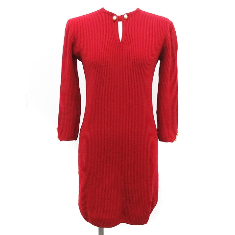 ジバンシィ Givenchy ワンピース ひざ丈 ニット リブ 長袖 ウール 赤 レッド Yt レディース 081 ベクトルパーク