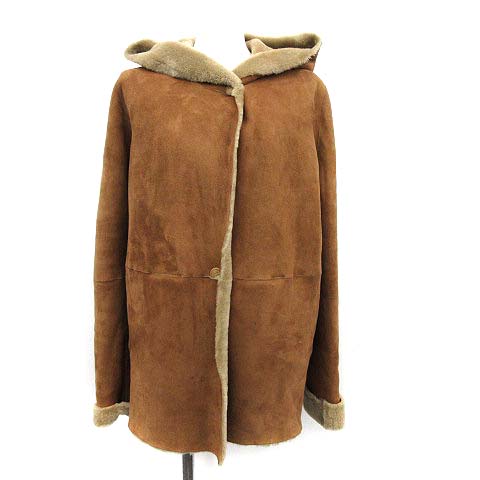 アンノウン Unknown ムートンコート ショート フード 6 キャメル ブラウン 茶 Kh レディース 081 ベクトルパーク