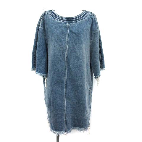 クロエ CHLOE ワンピース デニム 七分袖 ひざ丈 カットオフ 36 