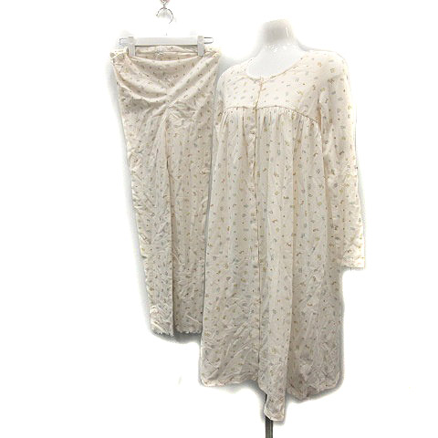 ジェラートピケ Gelato Pique ルームウェア ナイトウェア セットアップ 上下 ワンピース ロング 長袖 パンツ ロング 総柄 ストレッチ F ピンク Yo27 レディース 081 ベクトルパーク