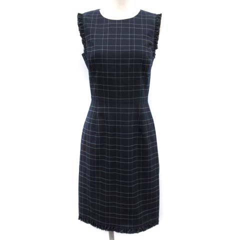 ブルックスブラザーズ Brooks Brothers Red Fleece ワンピース チェック フリル ひざ丈 ノースリーブ 0 紺 ネイビー Ek レディース 081 ベクトルパーク