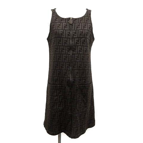 フェンディ Fendi ワンピース ひざ丈 ノースリーブ ズッカ柄 I40 茶 ブラウン Kh レディース 081 ベクトルパーク