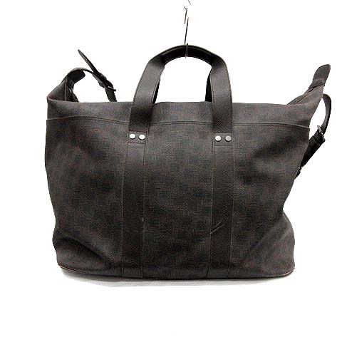 ダンヒル dunhill ボストンバッグ ハンド ショルダー 2WAY 総柄 レザー 