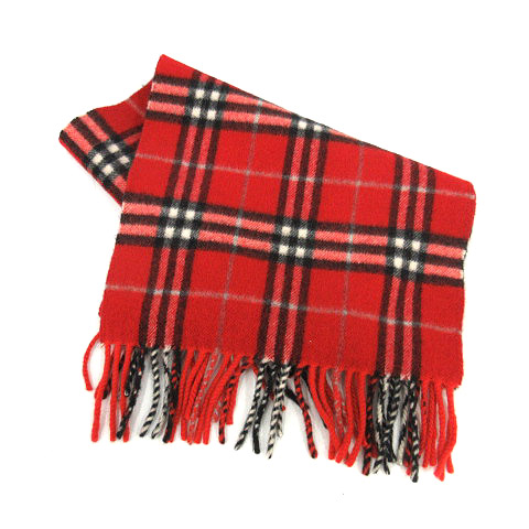 美品 バーバリーロンドン ブルーレーベル チェック　赤 マフラー　レッド バーバリーブルーレーベル BURBERRY BLUE LABEL チェック