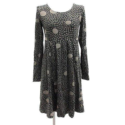 マリメッコ Marimekko ワンピース ひざ丈 長袖 総柄 水玉 ドット 黒 グレー Mf36 レディース 081 ベクトルパーク