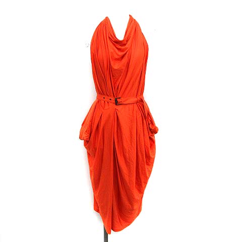 ボッテガヴェネタ Bottega Veneta ワンピース ノースリーブ ロング ドレープ シルク 38 オレンジ アウトレット Kh レディース 081 ベクトルパーク