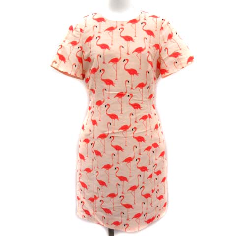 ケイトスペード Kate Spade ワンピース 半袖 ひざ丈 フラミンゴ柄 2 ピンク Kt レディース 081 ベクトルパーク