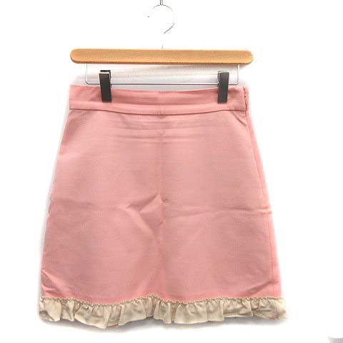 グッチ GUCCI スカート ミニ フレア フリル 絹 シルク 42 ピンク /MF7  