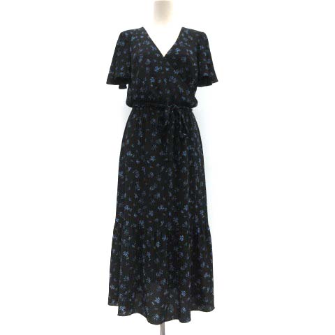 ローレンラルフローレン Lauren Ralph Lauren ワンピース ロング 半袖 花柄 0 黒 ブラック 青 ブルー Tk レディース 081 ベクトルパーク