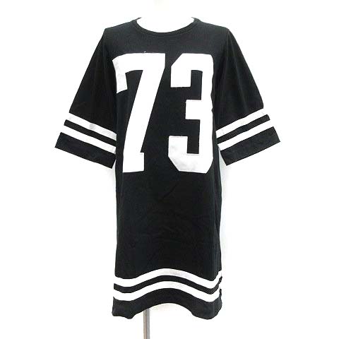 アメリカーナ Americana アパルトモン別注 ワンピース ひざ丈 七分袖 ライン 黒 ブラック Mf22 レディース 081 ベクトルパーク