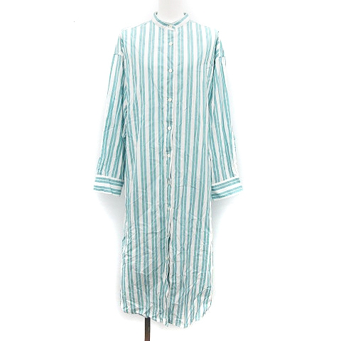 ジャーナルスタンダード レリューム Journal Standard Relume ss ワンピース ロング シャツワンピース バンドカラー 長袖 ストライプ F 白 ホワイト 緑 グリーン Yt レディース 081 ベクトルパーク