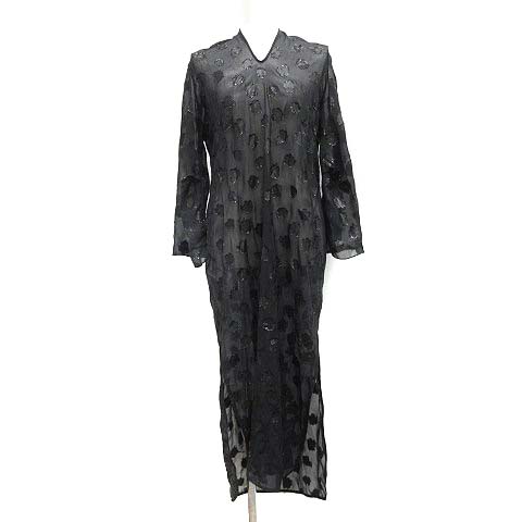マメクロゴウチ Mame Kurogouchi ss ワンピース ロング マキシ 長袖 Film Jacquard Shine I Line Dress シースル シアー 1 黒 ブラック Mf40 レディース 081 ベクトルパーク