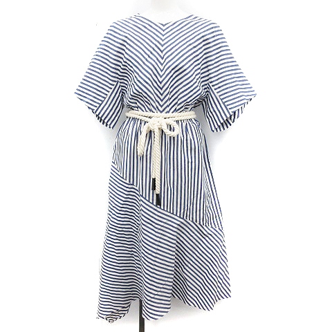 ハイク Hyke 19ss ワンピース ロング 半袖 アシンメトリー ロープベルト 麻混 リネン混 ストライプ 2 白 ホワイト 青 ブルー Yt レディース 081 ベクトルパーク ハイク Hyke 19ss ワンピース ロング 半袖 アシンメトリー ロープベルト 麻混 リネン混 ストライプ 2 白 ホワイト 青 ブルー Yt レディース 081 ベクトルパーク