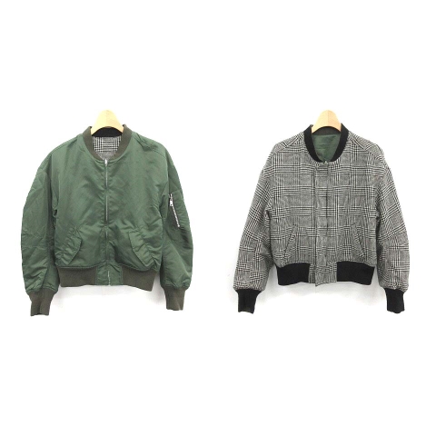 ユナイテッドトウキョウ United Tokyo ジャケット ブルゾン Ma 1 リバーシブル ナイロン ウール グレンチェック 1 カーキ 黒 白 Ym レディース 081 ベクトルパーク