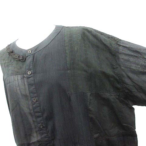 ビームスボーイ Beams Boy トリト Tori To ss シャツ ソリッド クレイジー ノーカラー ブラウス 長袖 36 M 黒 ブラック Ym レディース 081 ベクトルパーク