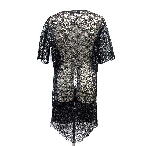 エムエスジーエム Msgm ワンピース レース シースルー 半袖 薔薇 ひざ丈 38 黒 G レディース 081 ベクトルパーク