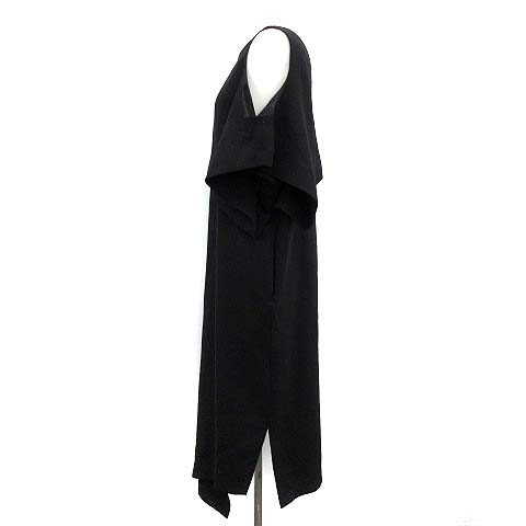 エンフォルド Enfold 18aw ウールサージサイドスリット アシンメトリー ドレス ワンピース ロング 38 黒 Kh レディース 081 ベクトルパーク