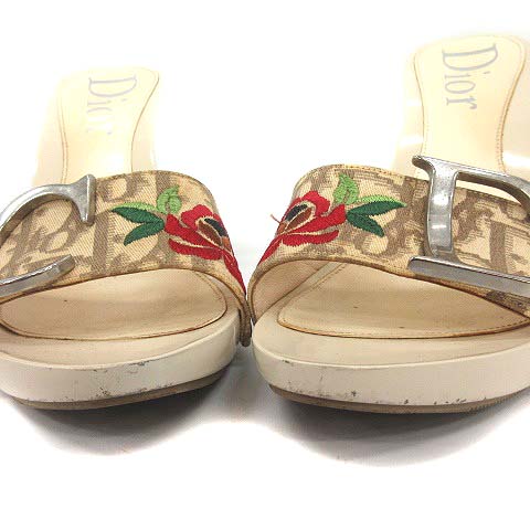 Dior ディオール ミュール サンダル ヒール トロッター柄 イタリア製 ディオール Dior サンダル ミュール ハイヒール トロッター柄