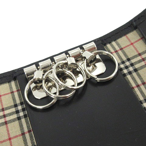 バーバリー BURBERRY キーケース 4連 ノバチェック レザー 黒 ブラック