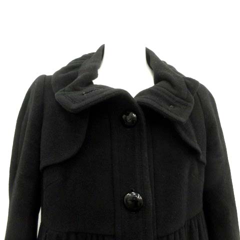 バーバリーブルーレーベル BURBERRY BLUE LABEL 38 M ロングコート アウター ウール アンゴラ混 黒 ブラック /TK レディース