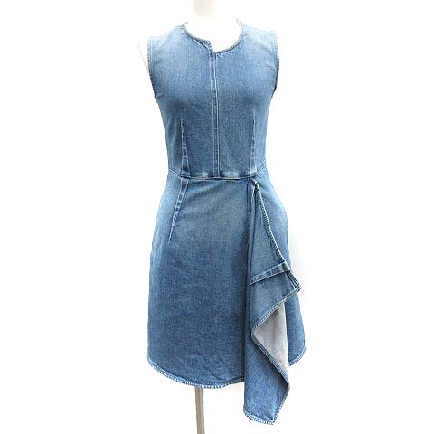 ステラマッカートニー Stella Mccartney ワンピース ひざ丈 ノースリーブ デニム コットン 青 ライトブルー Mf18 レディース 081 ベクトルパーク