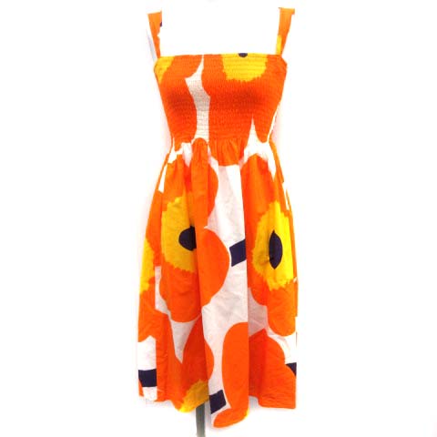 マリメッコ Marimekko S ウニッコ ワンピース キャミワンピ フレア ひざ丈 花柄 ノースリーブ オレンジ Ek レディース 081 ベクトルパーク