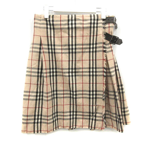 バーバリー ロンドン BURBERRY LONDON ラップスカート ひざ丈 プリーツ  