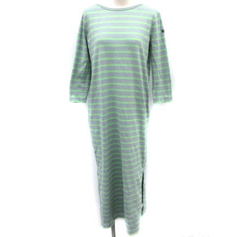 ルミノア Leminor 1 ワンピース ロング ボーダー 七分袖 グレー グリーン Ek レディース 081 ベクトルパーク