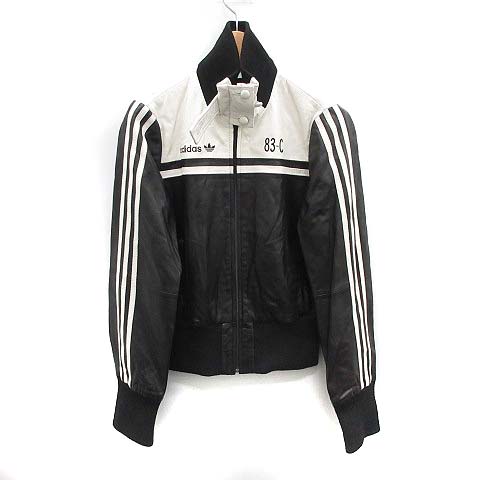 アディダスオリジナルス Adidas Originals トラック ジャケット ロゴ 刺繍 ライン レザー S 黒 白 Mf33 レディース 081 ベクトルパーク