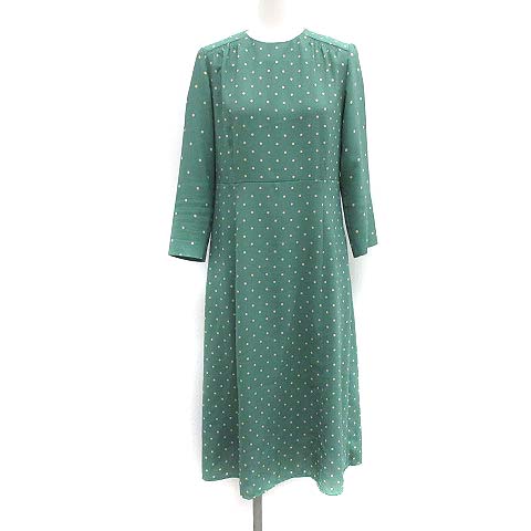 イエナ Iena 19ss シャーリングプリント ワンピース ロング ミモレ ドット 水玉 36 緑 ベージュ Mf31 レディース 081 ベクトルパーク