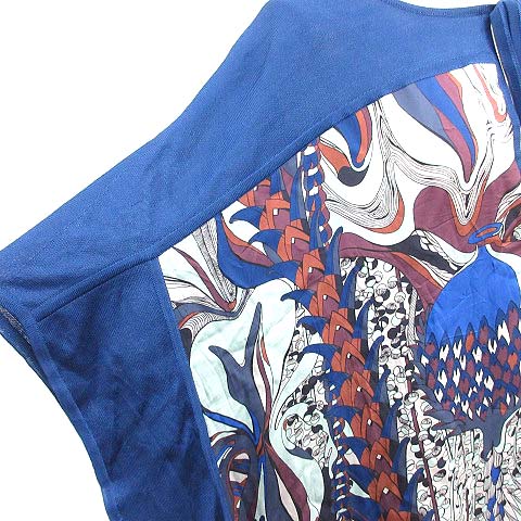 エルメス HERMES 20SS ツイルレーヌ ニット切替 シルク ワンピース  