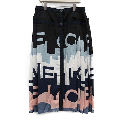 シャネル CHANEL 20SS 42 XL スカート プリント シルク ロング  