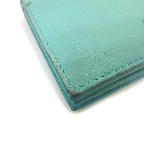 【美品】TIFFANY 名刺入れ カードケース ブルー　レザー　レディース TIFFANY&Co.（ティファニー） レザー ロゴ カードケース ブルー【中古