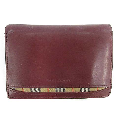 未使用✨BURBERRY バーバリー　レザー　二つ折り財布　がま口　ボルドー クラシックファッション - 未使用✨BURBERRY バーバリー レザー 二