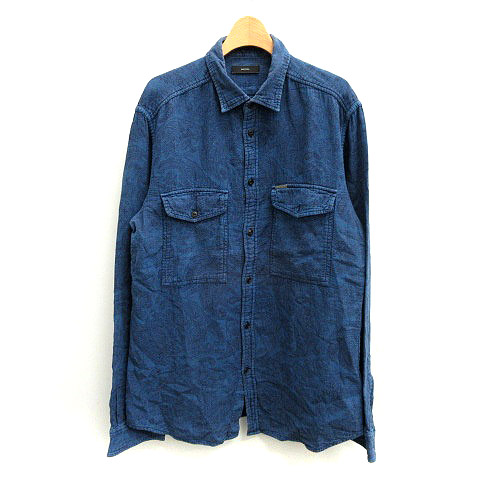 ディーゼル DIESEL シャツ 長袖 ペイズリー柄 総柄 XL 紺 ネイビー 