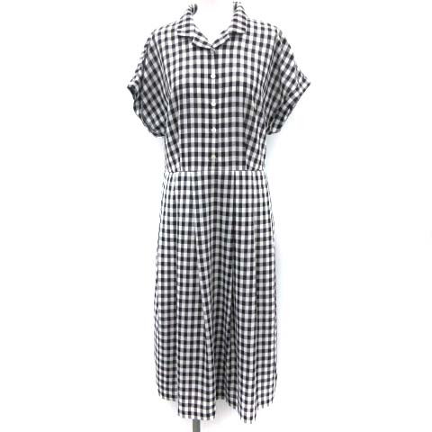 マッキントッシュフィロソフィー Mackintosh Philosophy 38 M シアーギンガムツイルワンピース チェック ひざ丈 半袖 黒 ブラック Ek レディース 081 ベクトルパーク