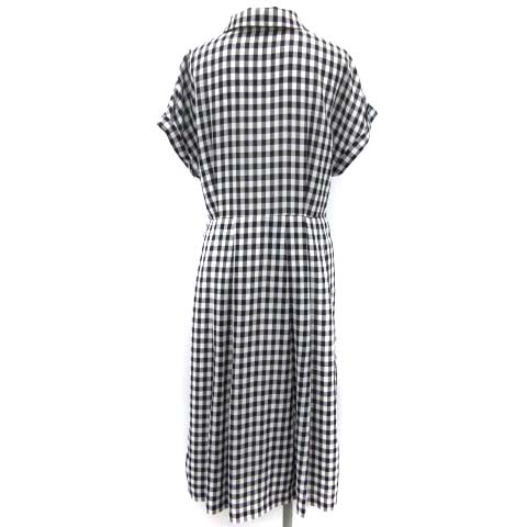マッキントッシュフィロソフィー Mackintosh Philosophy 38 M シアーギンガムツイルワンピース チェック ひざ丈 半袖 黒 ブラック Ek レディース 081 ベクトルパーク