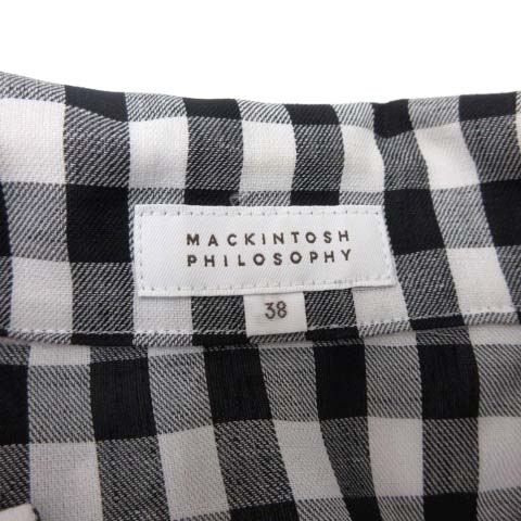 マッキントッシュフィロソフィー Mackintosh Philosophy 38 M シアーギンガムツイルワンピース チェック ひざ丈 半袖 黒 ブラック Ek レディース 081 ベクトルパーク