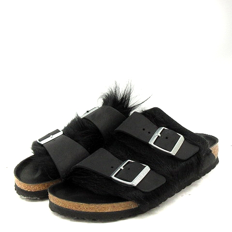 ビルケンシュトック アリゾナ ファーサンダル 黒 ブラック 37 24.0cm