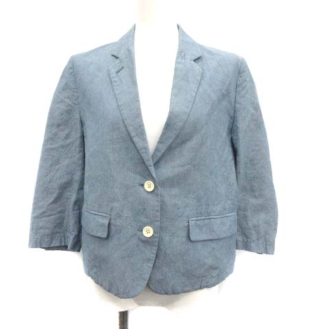 マーガレットハウエル Margaret Howell テーラードジャケット リネン混 七分袖 1 S 水色 ライトブルー Ym D レディース 081 ベクトルパーク