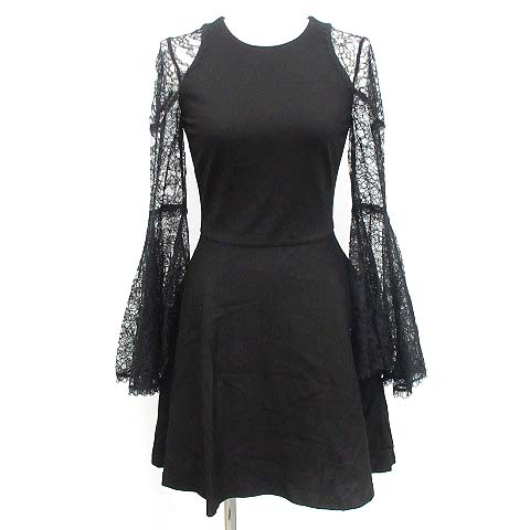 アリスオリビア Alice Olivia ワンピース ミニ 長袖 レース 0 Xs 黒 ブラック Tj レディース 081 ベクトルパーク
